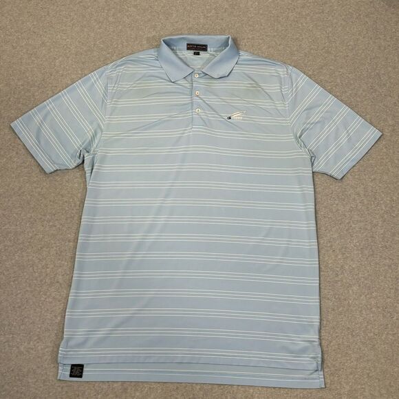 Peter Millar Summer Comfort Mens Polo Golf Shirt Size XL Light Blue Striped Top - Picture 1 of 7